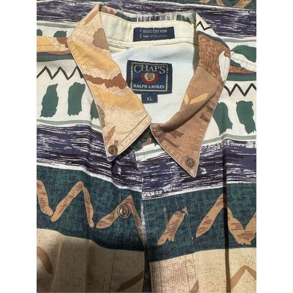 Chaps Ralph Lauren Aztec print button front shirt XL - Picture 3 of 8